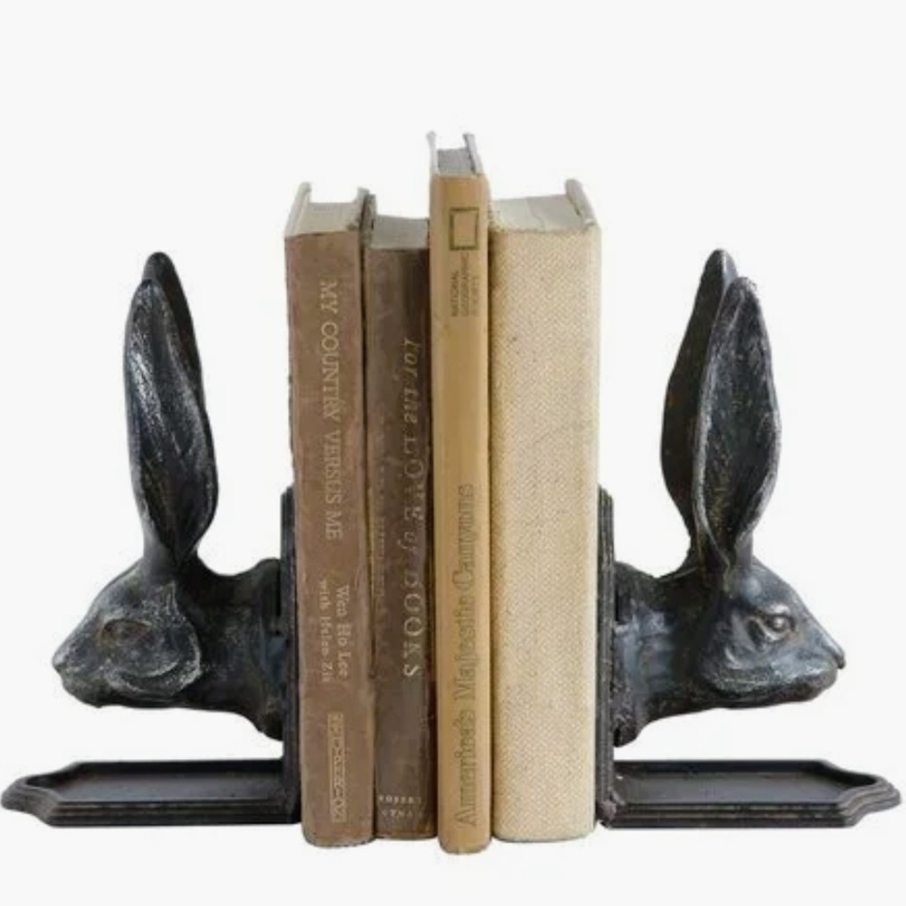 Whimsical Black Rabbit Bookends